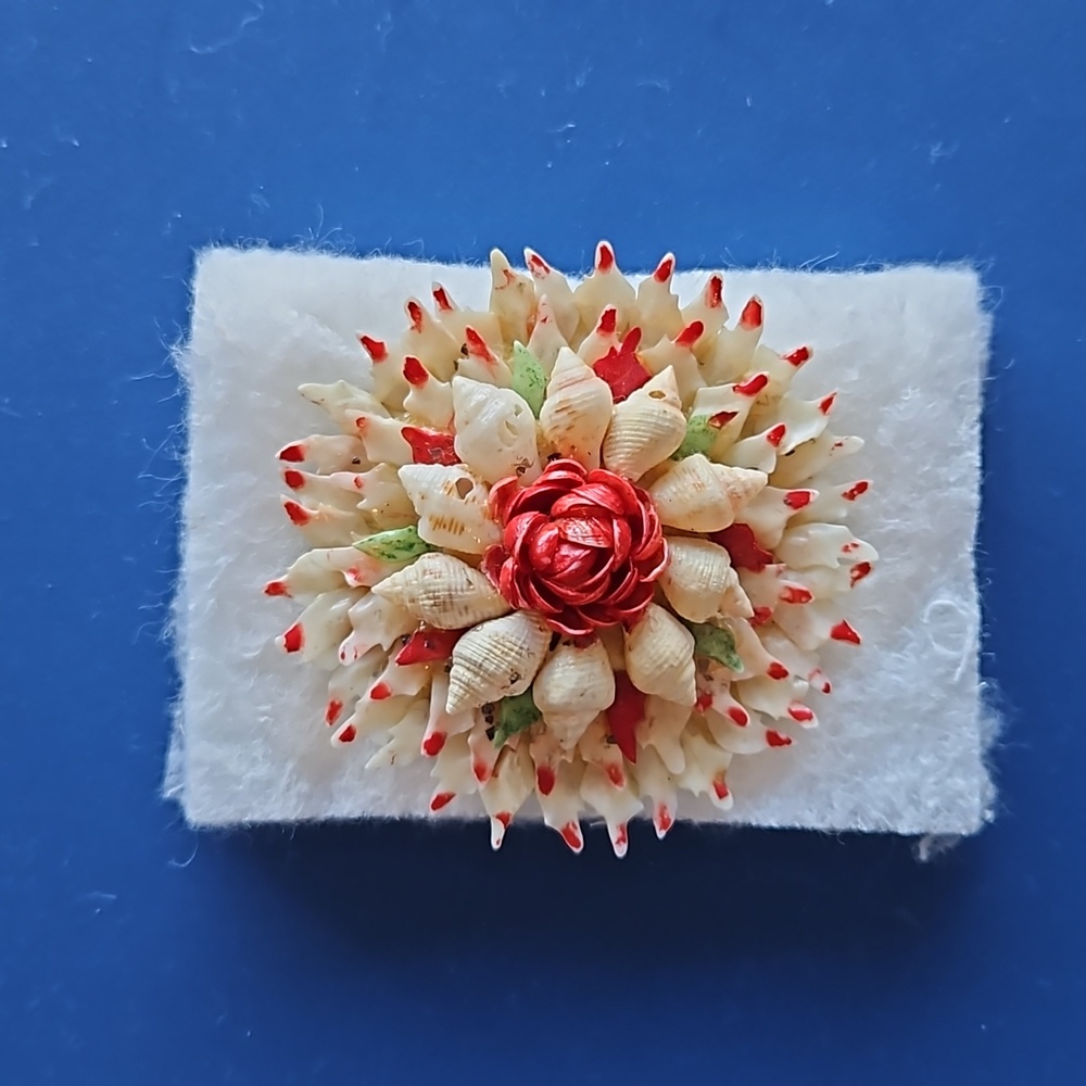Vintage Handmade Brooch Red White